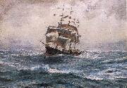 Thomas Somerscales A Ship running before a Gale oil painting